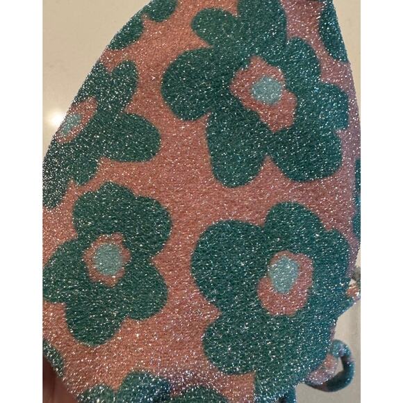 For Love & Lemons Size Small Yola Triangle Bikini Top Floral Print Shimmer Boho - Picture 2 of 8